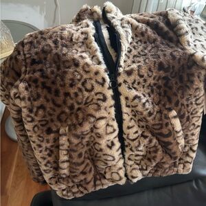 Leopard Print Faux Fur Jacket